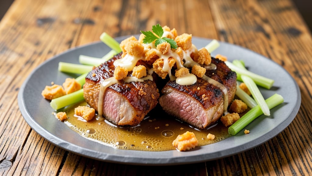 Cheez It Pork Chops Recipe: Crispy Celery Crowns Over Sweet-Tart Glaze
