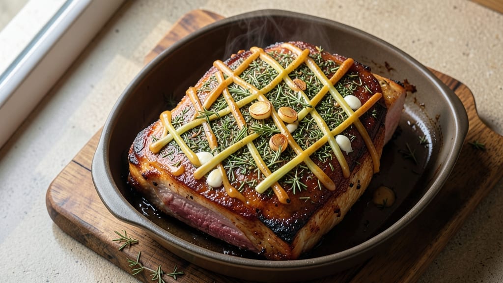 Butcherbox Pork Loin Roast Recipe: Celery Crown Crisp Over Herb-Infused Gravy