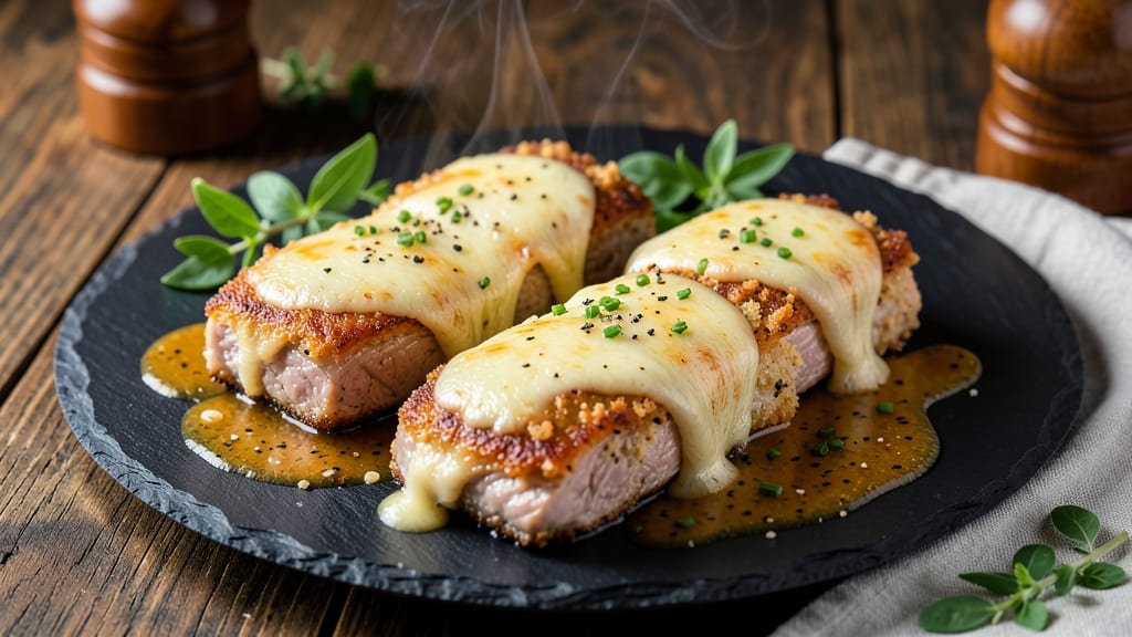Cheesy Pork Chops Recipe: Melted Gruyère Crust and Juicy Pink Centers