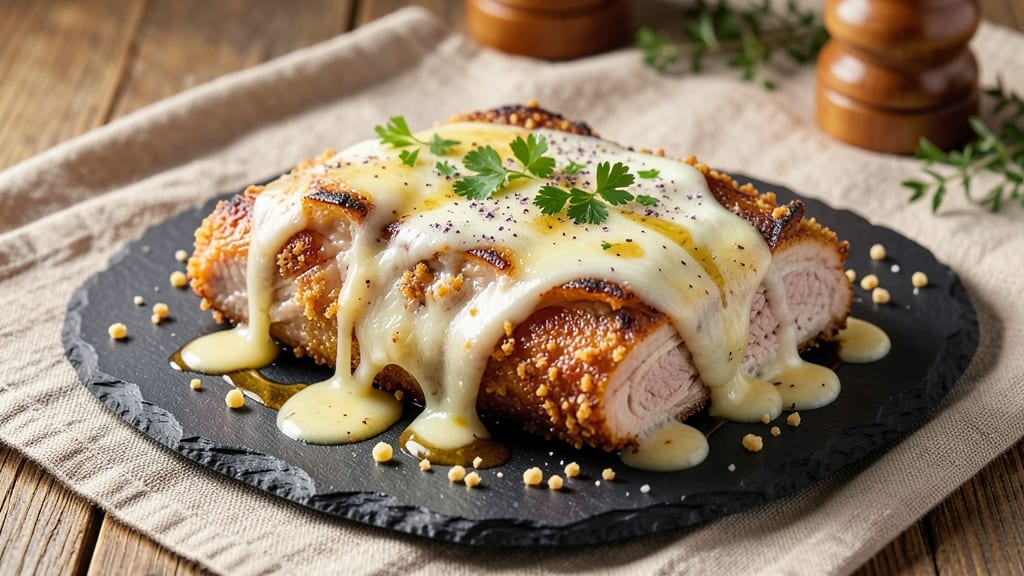 Cheesy Pork Recipe: Crispy-Crusted Bites with Melty Cheese Pull