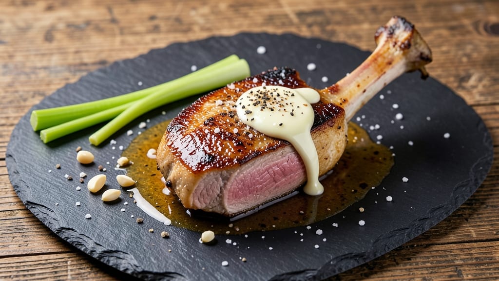 Bone-In Pork Chop Sous Vide Recipe: Precision-Cooked Pink Hearts With Crispy Celery Crowns