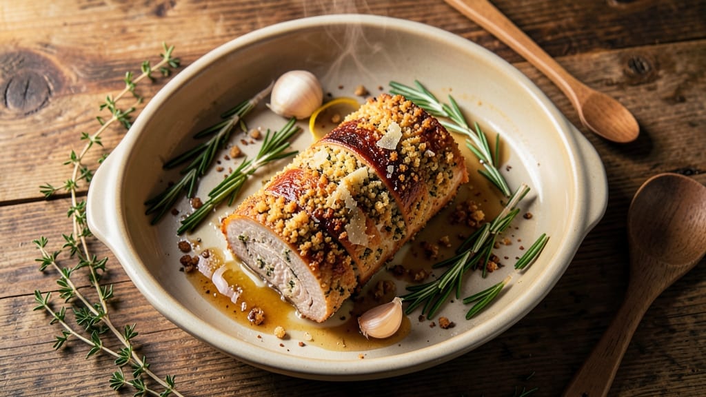 Baked Stuffed Pork Tenderloin Recipe: Herb-Infused Stuffing and Golden Crisp Edges