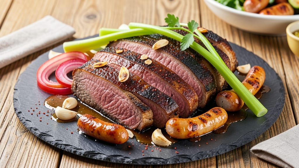 Brisket and Pork Sausage Recipe: Smoked Low-and-Slow with Crispy Celery Crowns