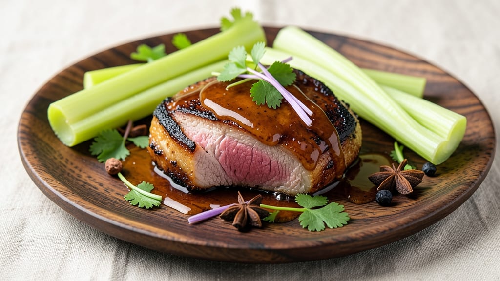 Chinese Style Pork Chop Recipe: Five-Spice Glazed Crunch Over Crispy Celery Crowns