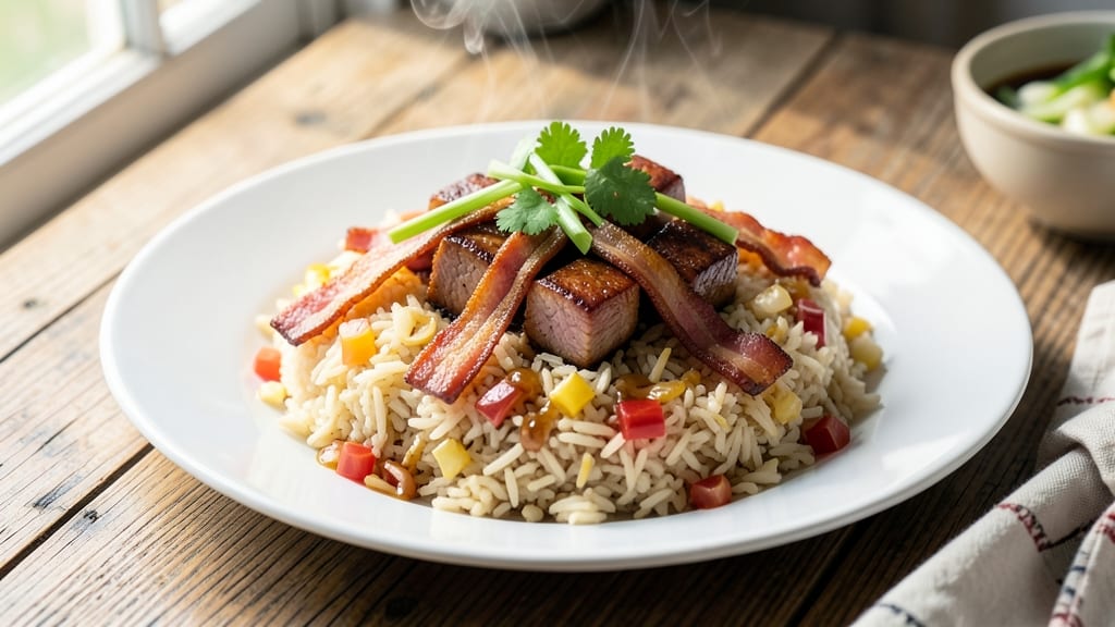Classic Pork Fried Rice Recipe: Wok-Tossed With Crispy Bacon Bits