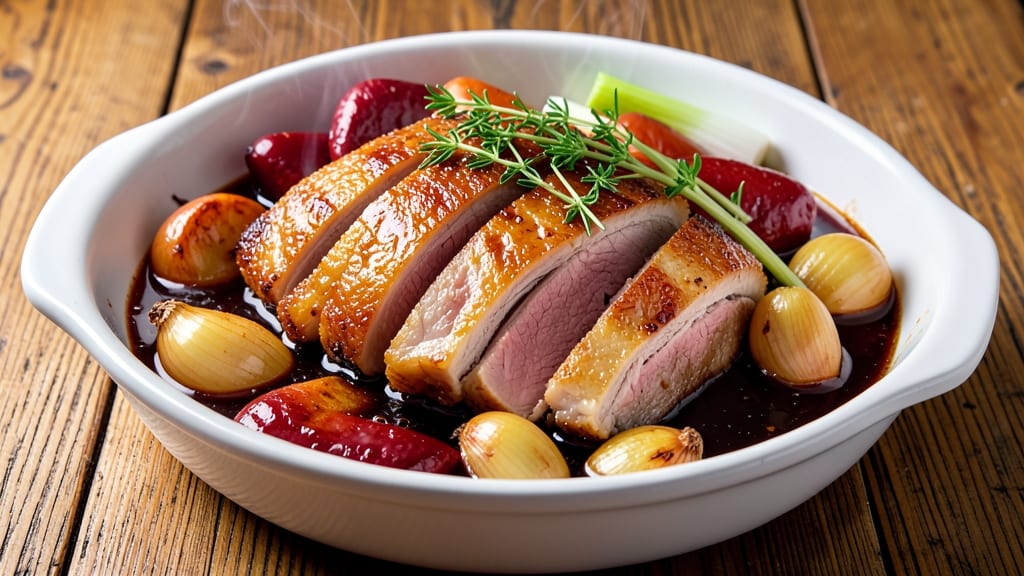 Pressure Cooker Braised Pork Belly Recipe: Crispy Celery Crowns Over Rich Gravy