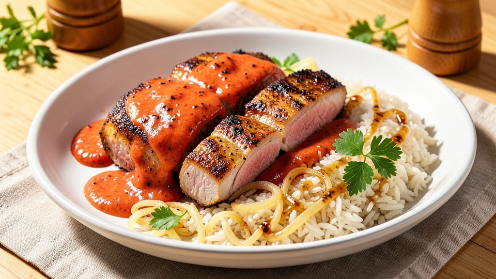 Campbell's Pork Chop and Rice Recipe: One-Pan Skillet With Creamy Tomato Gravy