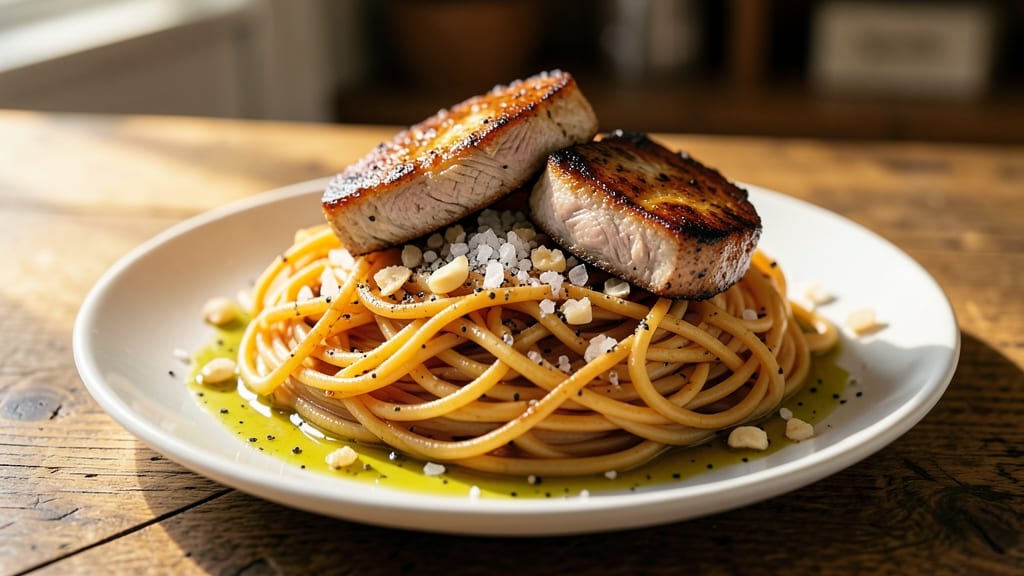 Baked Pork Chop Spaghetti Recipe: Crispy Topped Pasta with Juicy Meat Bites