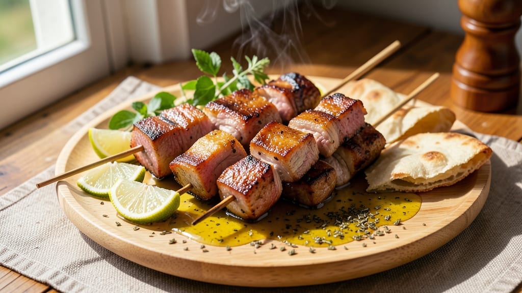 Authentic Greek Pork Souvlaki Recipe: Skewered Perfection with Lemon and Oregano