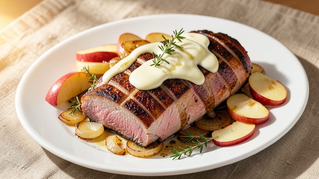 Pork Loin With Apples and Onions Recipe: Sweet-Savory Roast With Caramelized Crunch