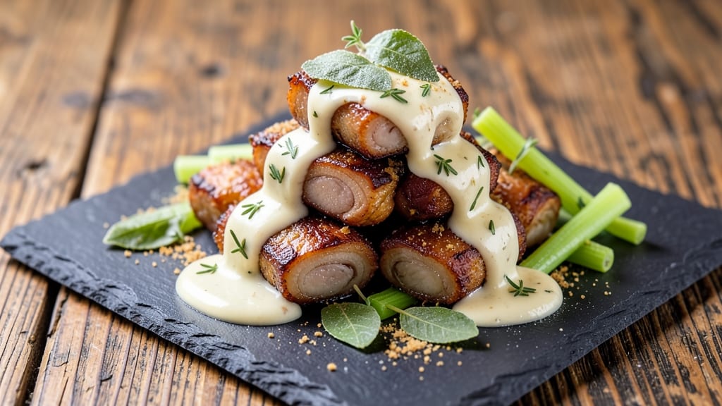 Pork Brains Recipe: Crispy Celery Crowns Over Smoky Herb Gravy