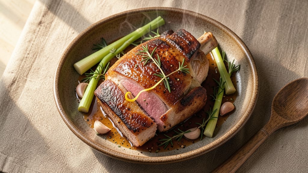 Bone-In Boston Pork Roast Recipe Oven: Celery Crown Crunch Over Savory Herb Gravy